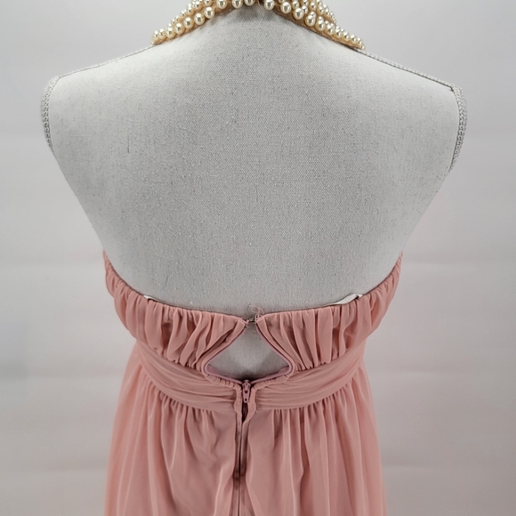 City Triangles Light Pink Beaded Halter Cocktail Prom Maxi Long Dress Size 1 - Picture 7 of 12